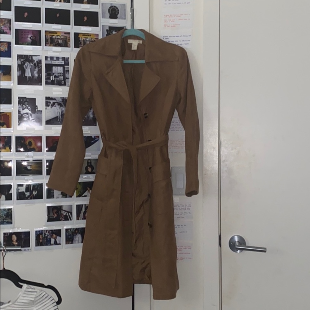 Faux Suede Trench Coat